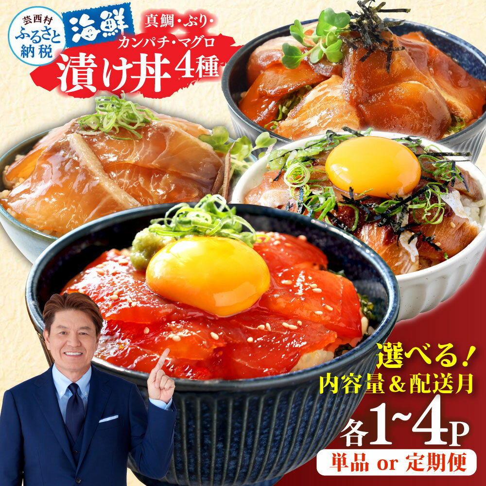 【ふるさと納税】訳あり 漬け丼 海鮮丼セット 4種 80g×各1P~ 6000円 10000円 20000円 発送時期が選べる ランキング 真鯛 ブリ カンパチ マグロ 詰め合わせ 鯛 食べくらべ 冷凍 時短 食品 個包装 小分け 一人暮らし 女性 男性 惣菜 国産 真空パック 魚介 故郷納税 人気