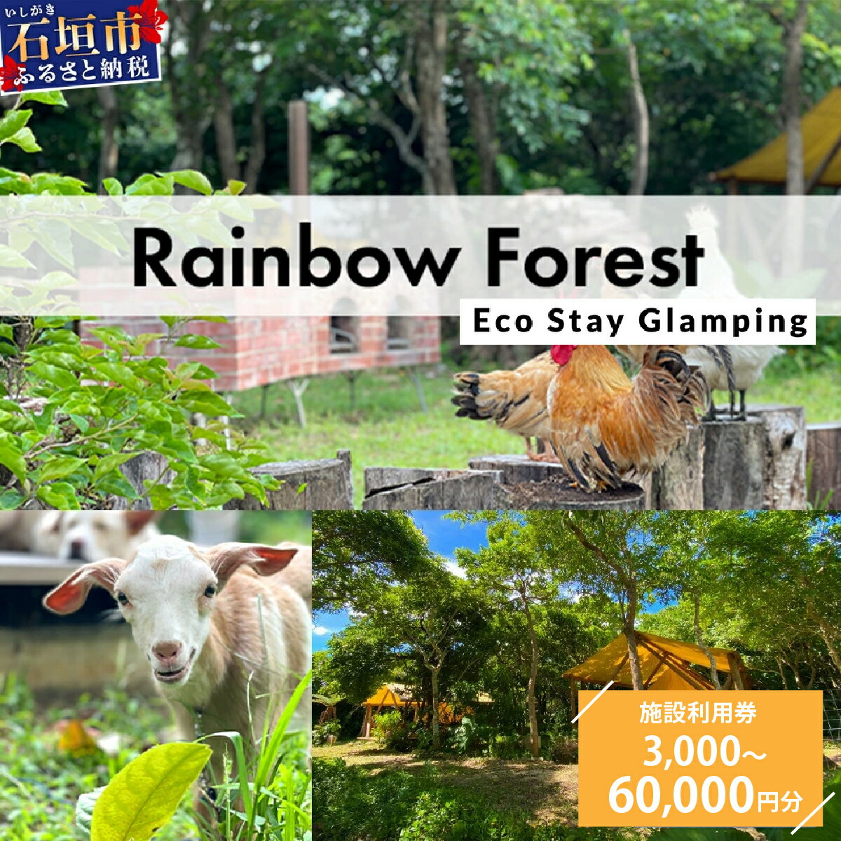 【ふるさと納税】Rainbow　Forest（レインボーフォレスト）施設利用券3,000~60,000円分 RF-1-6｜沖縄県 石垣市 グランピング 宿泊券 旅行