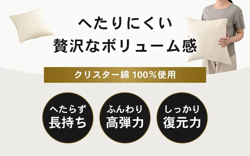 高反発！ふんわり柔め ヌードクッション 45cm角 クリスタ―綿（側キナリ）1個 [A-20425]