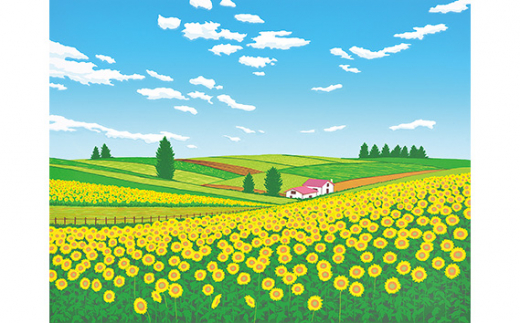 「ひまわりの咲く丘」 【 版画 額付 小川手漉和紙 小暮真望 東松山 埼玉県 】