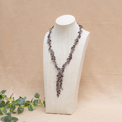 ふるさと納税 みよし市 【ビーズジュエリーデザイナー制作】高級クリスタルビーズネックレス「アイビー」ボルドー