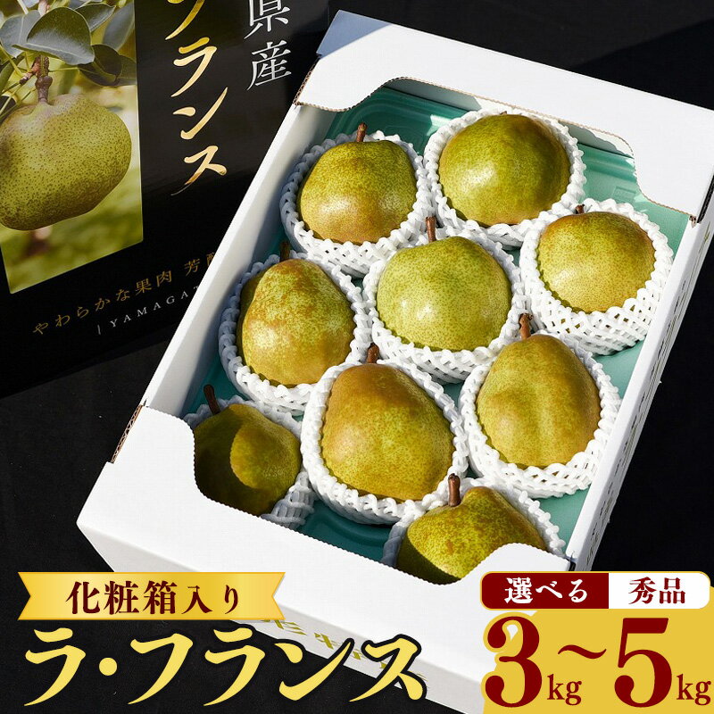 【ふるさと納税】選べる！山形県産 こだわり ラ・フランス 3kg 〜 5kg 秀品 化粧箱入 山形産 【2025年11月頃〜12月上旬頃発送予定】／ 果物 フルーツ 果実 梨 お取り寄せ 農家直送 旬 秋 スイーツ デザート 東北 山形県 2025年産 令和7年産 大玉 3キロ 5キロ 3L 4L 5L 6L