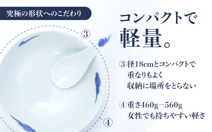 【ロマ佐賀】【有田焼】究極のラーメン鉢レンゲセット 古染雲 / 食器 / 佐賀県 / 株式会社まるぶん [41APCD036]