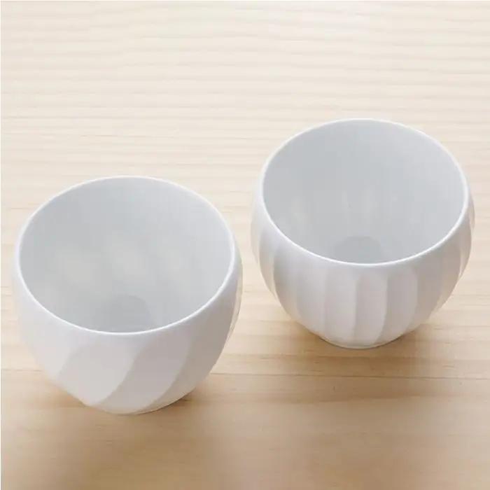 【波佐見焼】白磁手彫 丸カップ 湯呑 5点セット 食器 皿 【一真窯】 [BB32]  波佐見焼