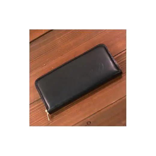 本革 ラウンドファスナー 財布 日本製 レザー 革製品 高級 財布 Bliss ピット鞣し WH-14 ブラック