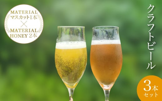 【2025年3月発送開始！】 W01206 クラフトビール　MATERIAL  HONEY 2本 ＋ MATERIAL  マスカット 1本 / ふるさと納税 ビール 麦酒 クラフトビール 麦芽 蜂蜜 マスカット 風味 香り フルーティ 爽やか ギフト 千葉県 大多喜町