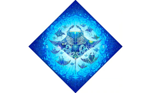 ［琉球イラストレーション］ 与儀勝之 『海の星 〜翠玉飛翼〜 / Star of the Sea -』 額装Lサイズ インテリア 雑貨 アート おしゃれ おすすめ 沖縄市 / yogima office [BCAI016]