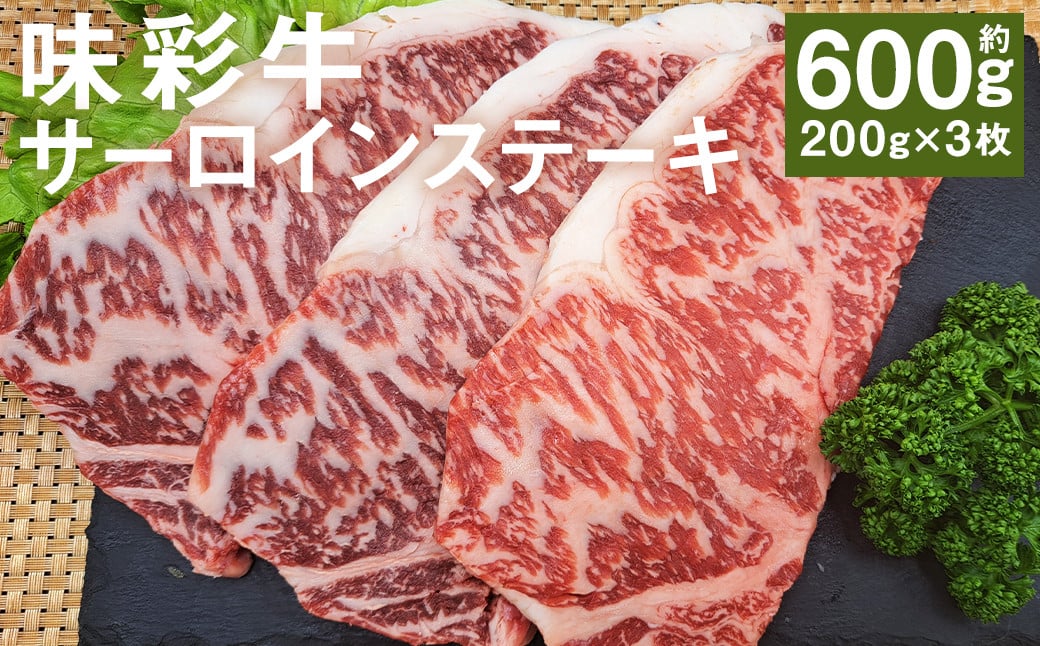 
            味彩牛 サーロインステーキ 約600g（約200g×3枚） 牛肉 和牛 味彩牛 霜降り  サーロイン ステーキ 熊本県産
          