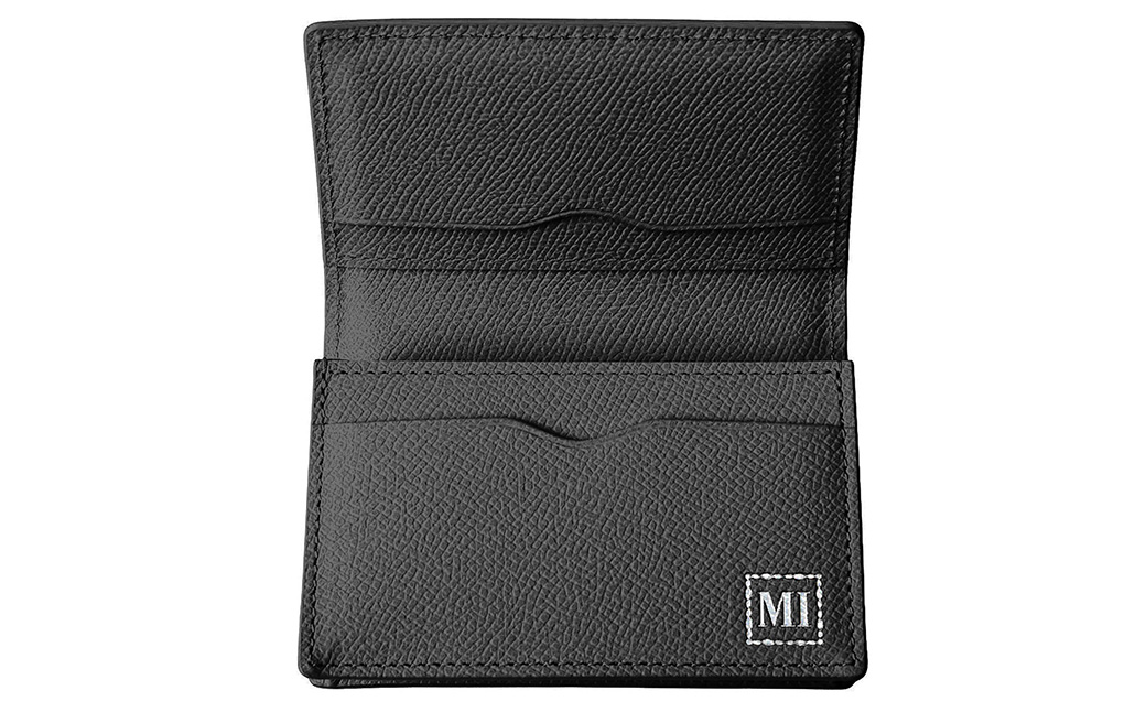 豊岡財布 本革名刺入れ 角シボ型押しカーフ ブラック WMS01NC / 名刺入れ 名刺ケース マチあり メンズ レディース 本革 革 牛革 革小物 シンプル デザイン 無地 マスミ鞄嚢