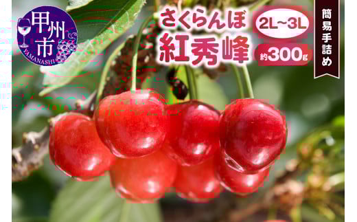 甲州市産大粒さくらんぼ 童夢の「紅秀峰」簡易手詰め（約300g 2L～3Lサイズ）【2025年発送】（DOM）B13-141