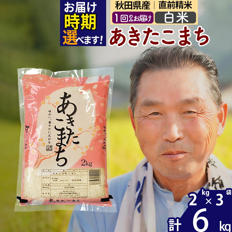 【ふるさと納税】令和7年産秋田県産 あきたこまち 6kg【白米】(2kg小分け袋)【1回のみお届け】2025年産 お届け時期選べる お米 おおもり [おおもり 秋田 お米 あきたこまち 米どころ 東北 北秋田市]