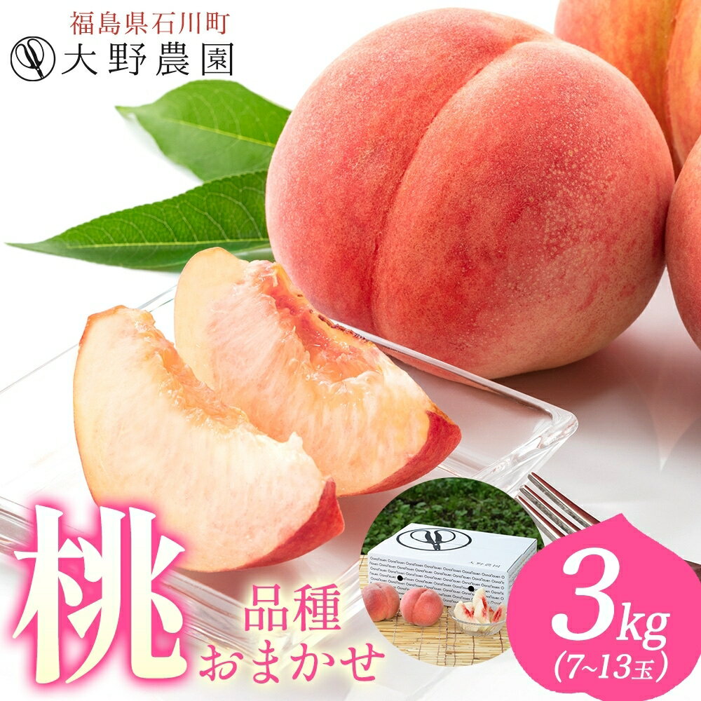 【ふるさと納税】桃 3kg 品種お任せ 7～13玉 ｜ もも 旬 ランダム 果物 フルーツ 完熟 ピーチ 産地直送 新鮮 大野農園 福島県 石川町【19003】