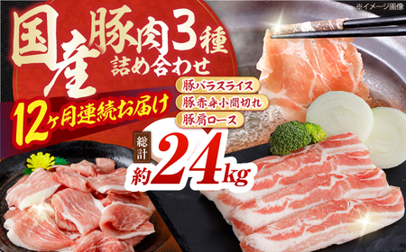 【12回定期便】お肉の定期便 国産 豚肉 詰め合わせ 総計約24kg / 豚肉 豚肉 豚肉 豚肉 豚肉 [ATAP105]