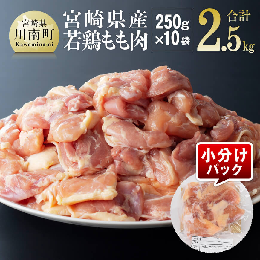 【ふるさと納税】【小分け】宮崎県産若鶏　もも肉2.5kg（250g×10袋） - 肉 鶏肉 精肉 小分け 便利 若鶏 もも 九州産 宮崎県産 川南町 おうちごはん 送料無料 C06901