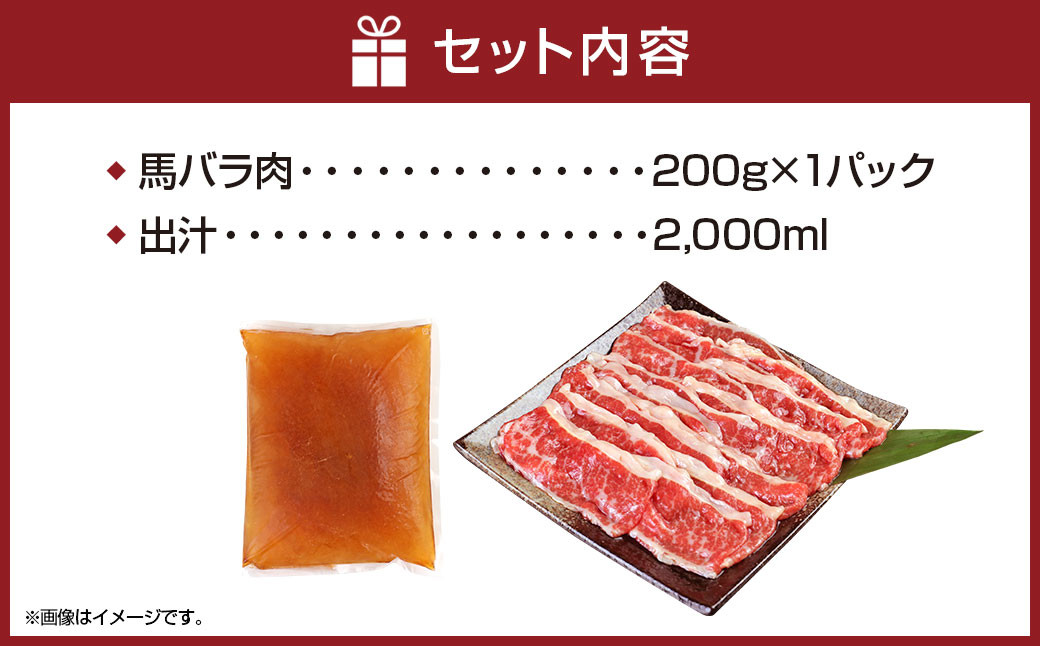 馬肉のしゃぶしゃぶ セット 2～4人分（200g） 馬バラ肉 出汁付き 2000ml