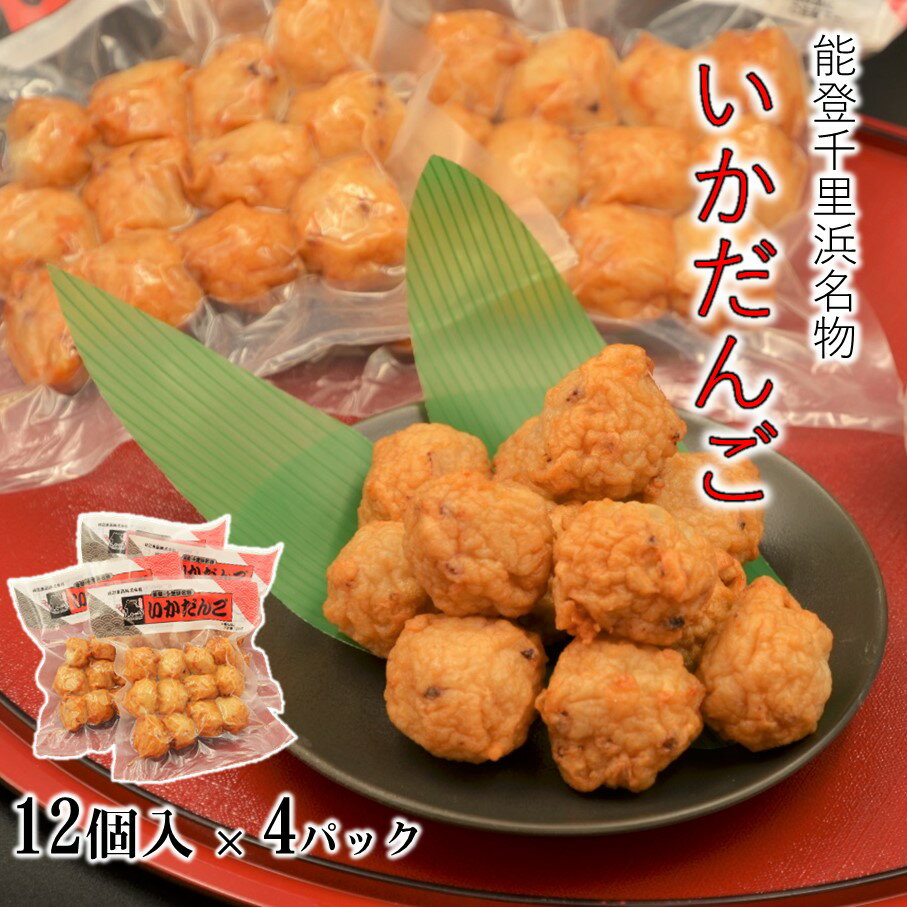 【ふるさと納税】 練り物 名物 いか 団子 計 48個 冷蔵 真空 手作り おつまみ 冷めても 美味しい 晩酌 家飲み 宅飲み お酒 ビール 合う 晩御飯 おかず 海鮮 ゲソ 魚肉 練物 いか団子 おすすめ シンプル 逸品 人気 12個 × 4袋 父の日 おいしい 石川 能登 千里浜 羽咋 日本海
