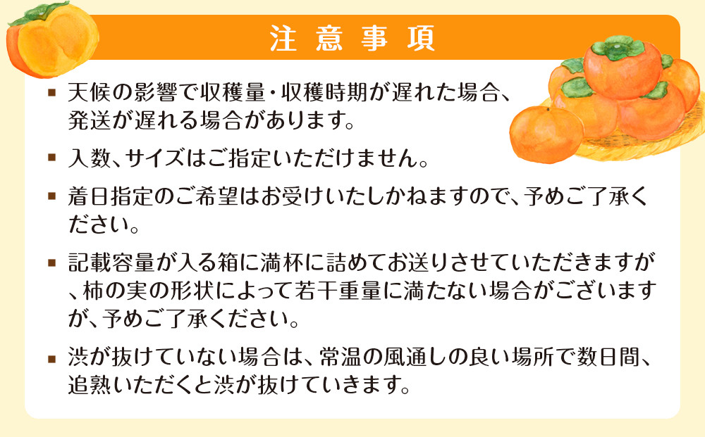 【2025年11月上旬以降発送】◆先行予約◆和歌山県産 富有柿＜ご家庭用＞約7.5kg 満杯詰め［MG2］