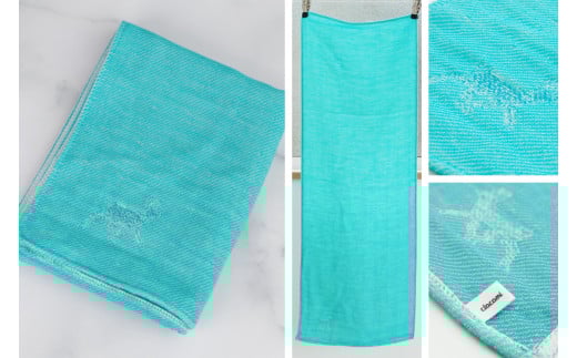 [こなゆき] 3重ガーゼフェイスタオル コバルトブルー 鹿柄(ワンポイント) 夏雪 [1169]