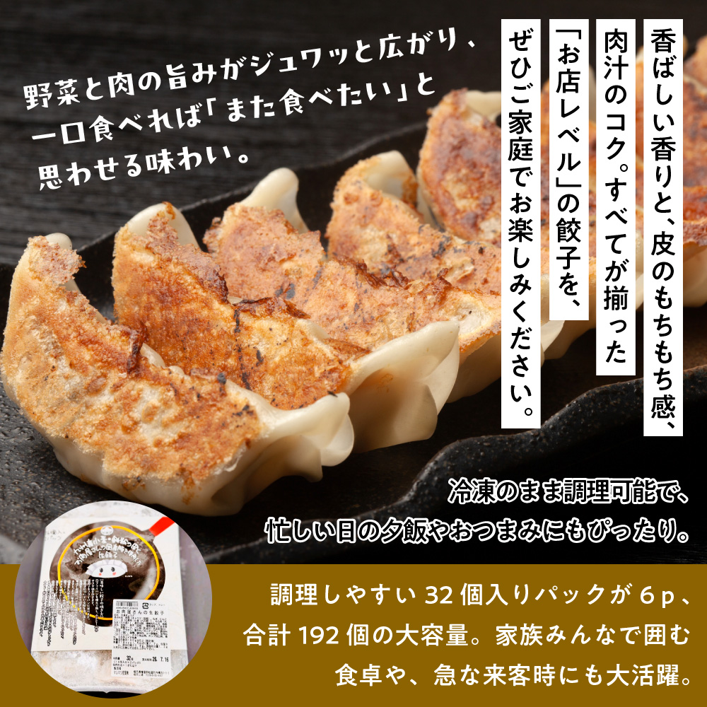 お肉屋の特製生餃子　192個セット（32個×6ｐ）　AO144
