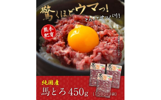 馬とろ 150g×3袋 《30日以内に出荷(土日祝除く)》 馬刺 国産 熊本肥育 冷凍 肉 絶品 馬肉 予約 熊本県---gkt_fkgtoron_30d_23_11000_450g---