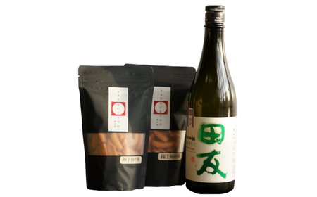 日本酒 純米吟醸 田友 720ml＆極上柿の種2袋セット (化粧箱入)  高の井酒造・竹内製菓