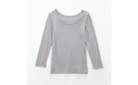 《絹生活研究所》インナー／レディース／8分袖／グレー インナーウェア 下着 肌着 ファッション 服 女性  Lサイズ