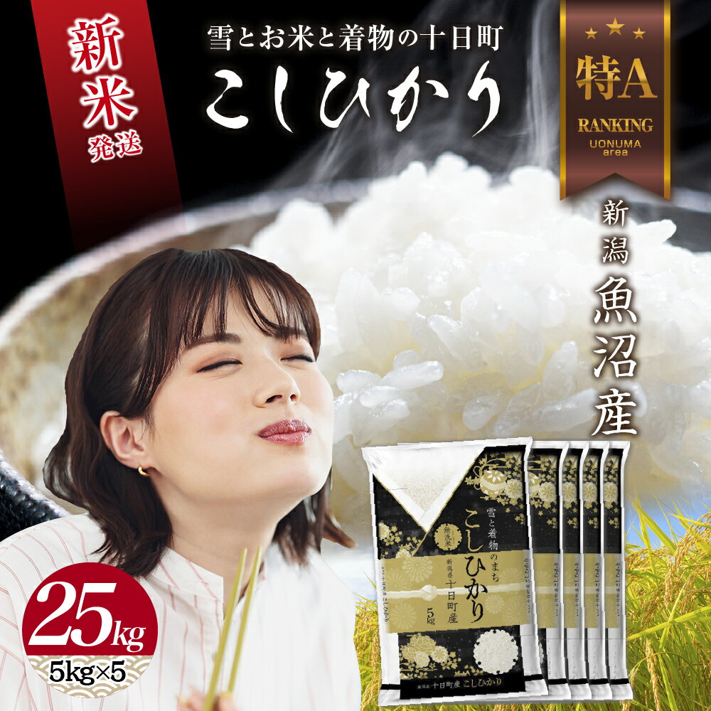 【ふるさと納税】令和7年産 新潟県 魚沼産 コシヒカリ お米 25kg （5kg×5袋） 精米済み お米 こめ 白米 新米 こしひかり 送料無料 魚沼 十日町　お届け：寄附確認後、順次発送