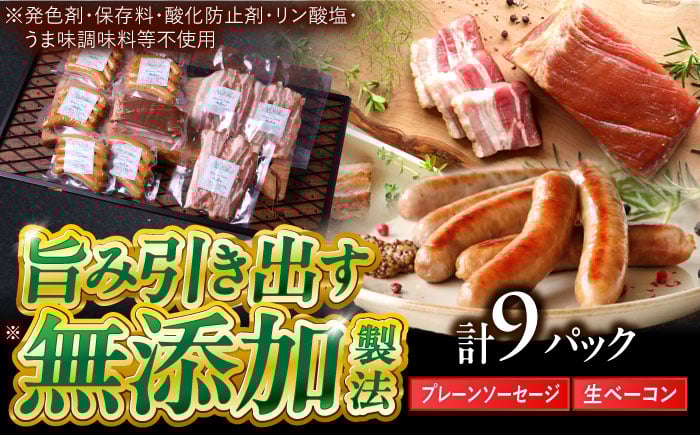 
            中山道ハム プレーンソーセージ 生ベーコン 計9パック 小分け 冷凍 瑞浪市 / オーガニックフーズ ソーセージ そーせーじ ハム ウインナー 無添加 [AZAK007]
          