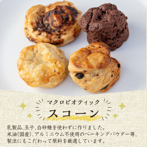 マクロビオティック焼き菓子詰め合わせスコーン計8個（4種類×2個） 乳製品不使用 玉子不使用 卵不使用 白砂糖不使用 詰め合わせ ブルーベリー 玄米 甘酒 シナモン アーモンド おかし お菓子 おやつ