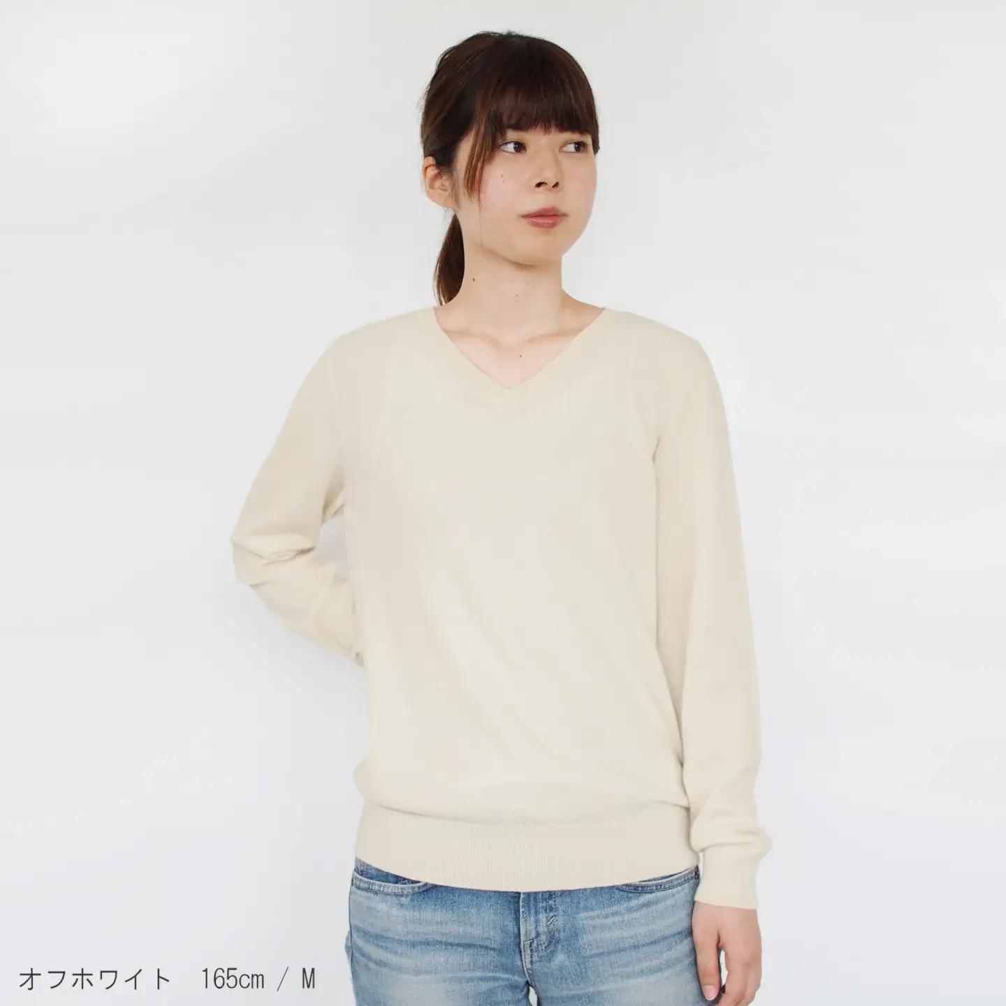 【先行予約】カシミヤVネックセーター ブラック L | カシミヤ ニット セーター