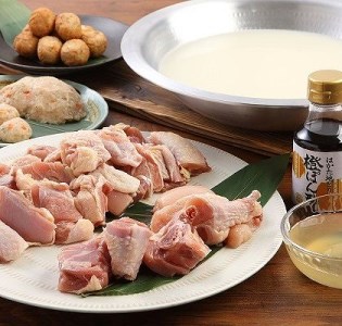 福岡ブランド「はかた地どり」 コラーゲン付 プレミアム水炊きセット（5～6人前）_水炊き 博多地鶏 セット 詰め合わせ プレミアム もも切身 ぶつ切り つみれ 肉だんご スープ コラーゲン 橙ぽん酢 