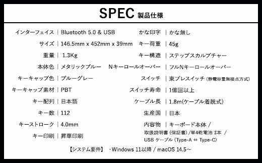 東プレ REALFORCE R4 キーボード 日本語配列 フルサイズ 45g メタリックブルー （型式：R4HA81）