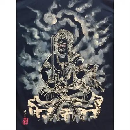 手描きTシャツ 仏画 不動明王 黒 (半袖 Mサイズ)【1614984】