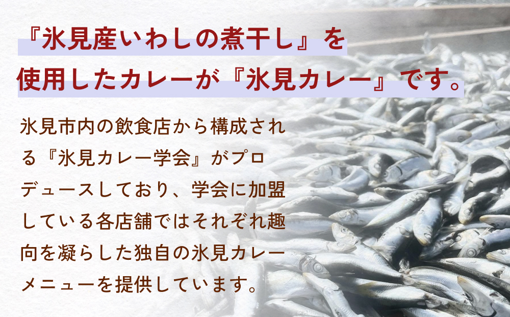 洋食屋ハローの氷見カレー８個と氷見産煮干し粉２個セット