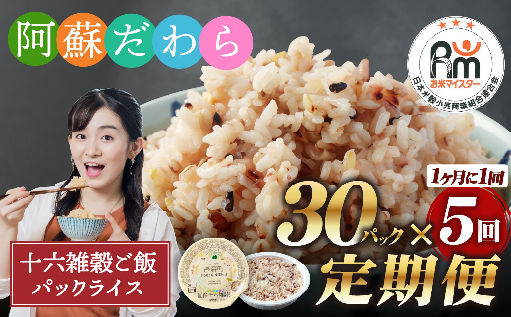 【定期便5ヶ月】阿蘇だわら 十六雑穀ごはん パックライス 160g×30パック