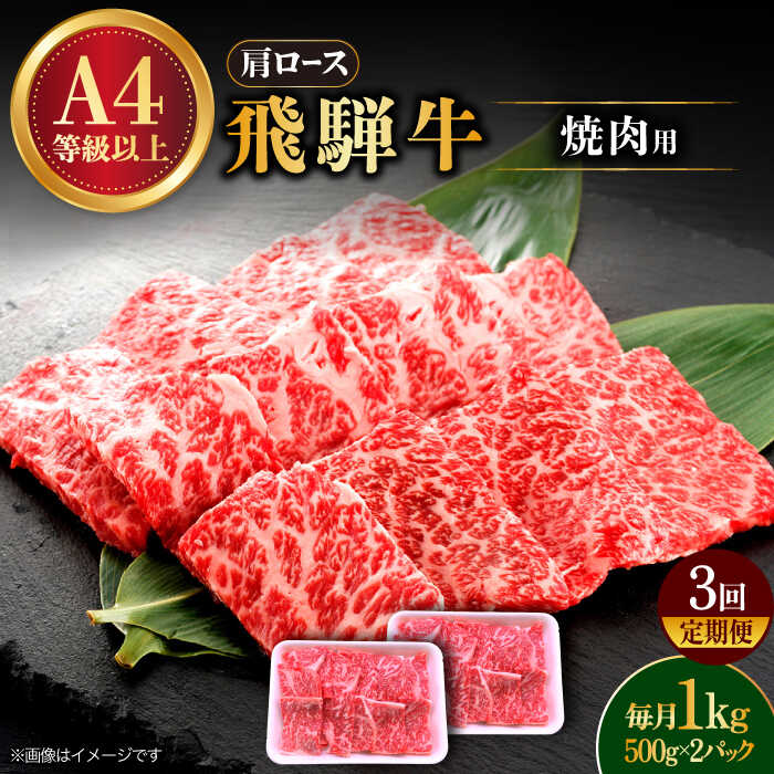 【ふるさと納税】【3回定期便】 飛騨牛 焼肉用 ロース・肩ロース 1kg A4等級以上 多治見市 / 渡辺精肉店 和牛 ブランド牛 牛肉[TAZ035]