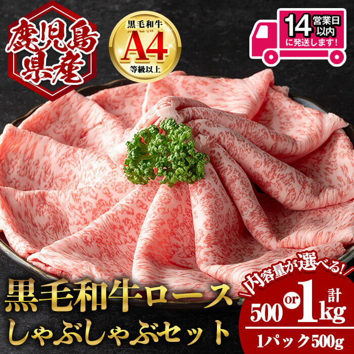 【ふるさと納税】＜14営業日以内発送！＞＜選べる内容量！＞鹿児島県産黒毛和牛ロース しゃぶしゃぶ用セット (計500g～1kg・500g×1～2) 国産 鹿児島 鹿児島県産 黒毛和牛 牛肉 牛 A4等級以上 A4 ロース ローススライス しゃぶしゃぶ スライス お肉 冷凍【肉のちょーさん】