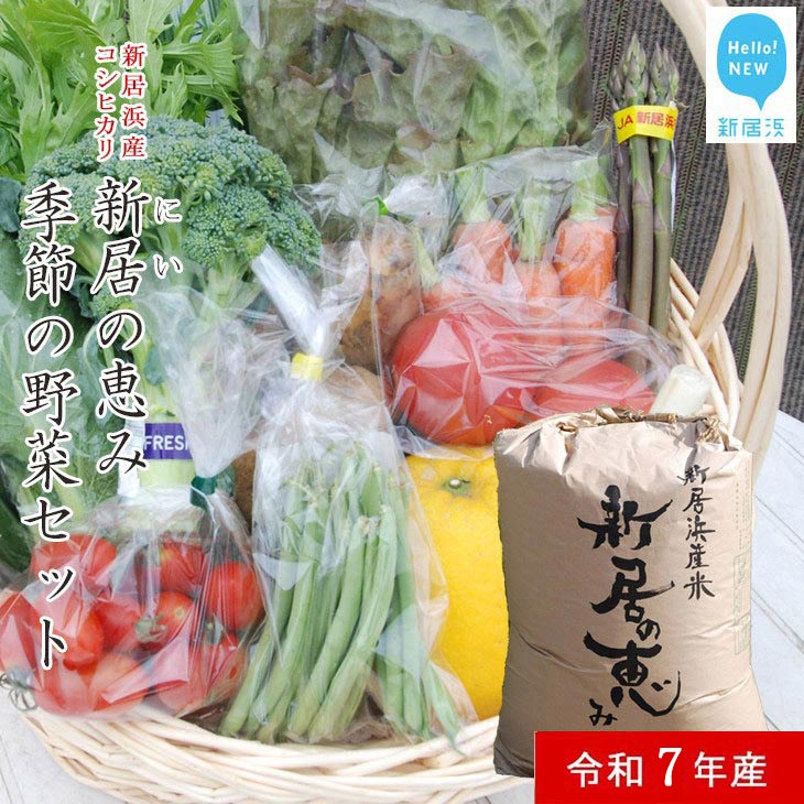 【ふるさと納税】 白米 精米 令和7年産 「新居の恵み（コシヒカリ）」5kg えひめ未来農業協同組合ブランド米と季節の野菜2kgセット（クール便でお届け）