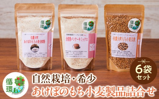 【信濃大町循環ブランド】自然栽培・希少なあけぼのもち小麦製品の詰め合わせ６袋セット