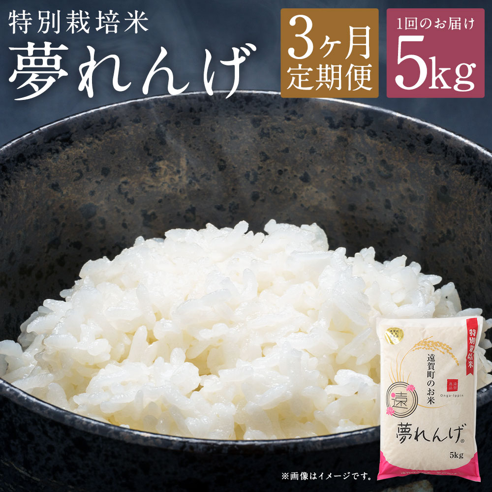 【ふるさと納税】【3ヶ月定期便】特別栽培米 夢れんげ 5kg×1袋 3回配送 合計15kg 定期便 夢つくし 元気つくし 精米 白米 お米 米 福岡 遠賀町産 九州産 国産 送料無料