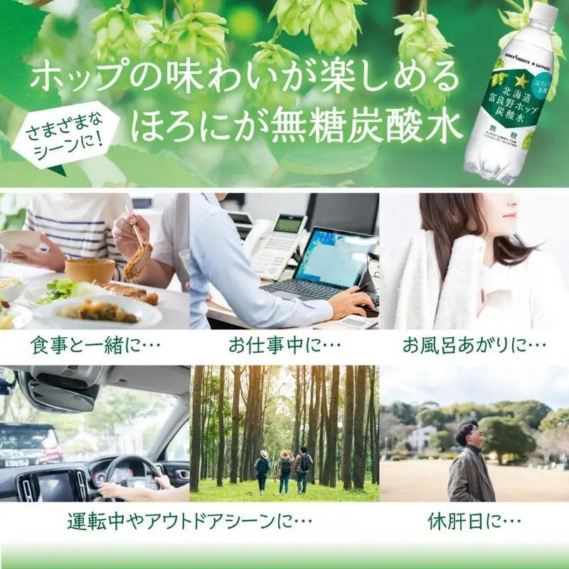 富良野 ホップ 炭酸水 500ml 24本 ポッカサッポロ ホップ炭酸水 無糖