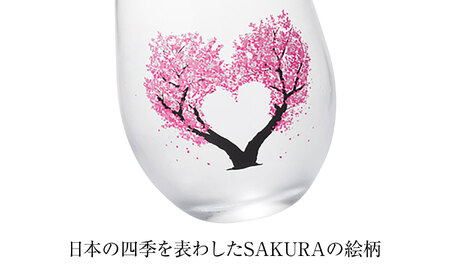 温度で変化する器 フリーグラスペアセット 『冷感ハート桜』　 多治見市 / 丸モ高木陶器[TBA267]
