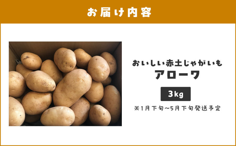 【2025年先行予約】沖永良部島産 おいしい赤土じゃがいも アローワ 3kg【1月下旬～5月下旬】　W009-070u-01