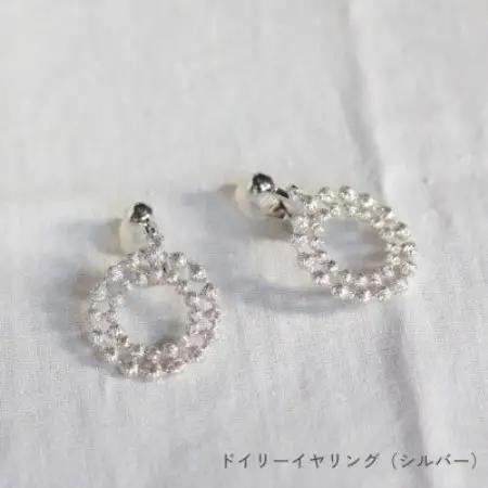 刺繍イヤリング　ドイリーイヤリング(シルバー)【1726150】