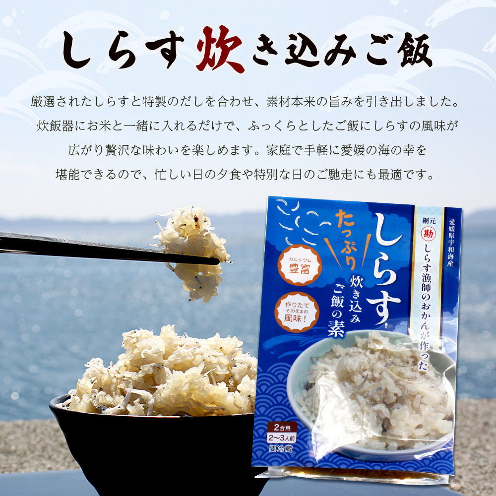 ＜しらす炊き込みご飯セット（2合用×3袋）＞ 二合 2～3人前 しらす シラス おじゃこ お魚 おさかな 小魚 魚介類 乾燥 海の幸 海鮮 小分け 個包装 おすそ分け 国産 産地直送 送料無料 特産品