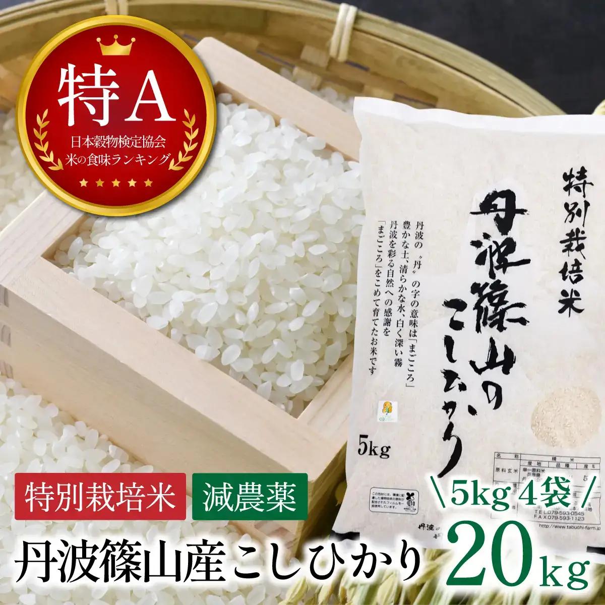 新米予約〈スピード出荷〉減農薬 特A 丹波篠山産 特別栽培米 こしひかり 20kg 精米 小分け