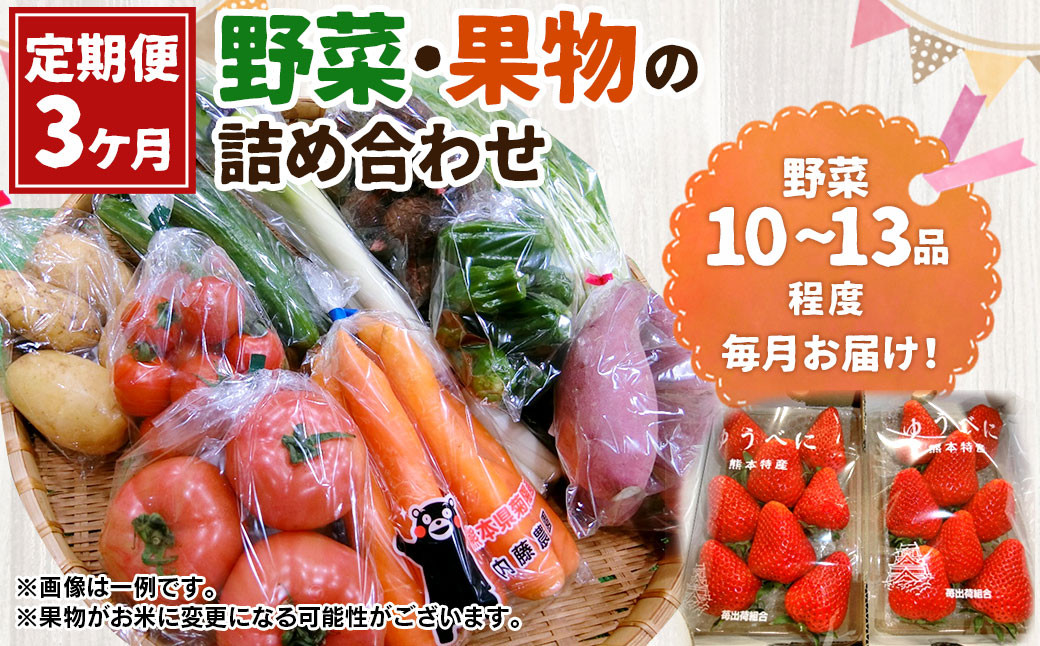 【3ヶ月定期便】菊陽町特産品 「野菜・果物などの詰め合わせ」 