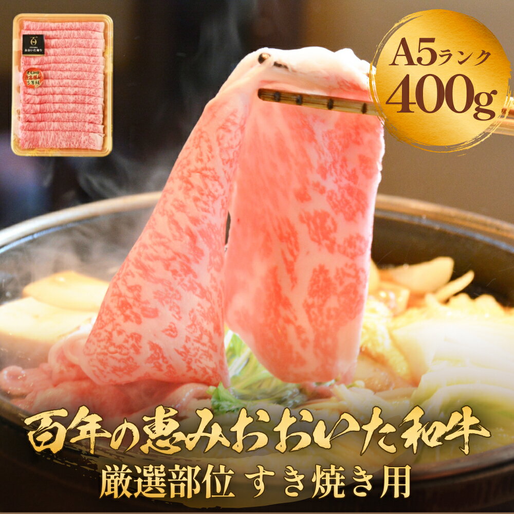 【ふるさと納税】「百年の恵み おおいた和牛」A5すき焼き 400g おおいた和牛 黒毛和牛 牛肉 すき焼き用 A5等級 大分県 霜降り ロース 肩ロース もも 肩部位 スライス 風味 豊か 脂肪質 種雄牛 血統 厳選部位