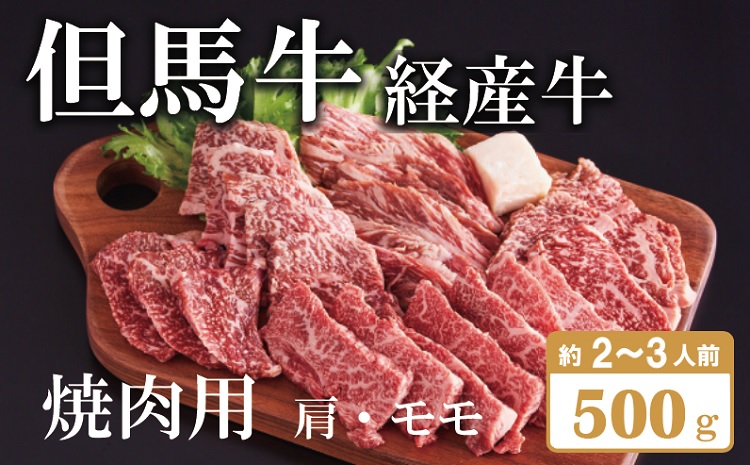 010AA05N.但馬牛経産牛　焼肉用（肩・モモ）500ｇ／焼肉セット 黒毛和牛 いちかわ精肉店 経産牛 牛肉 国産 bbq バーベキュー 焼き肉セット アウトドア キャンプ 冷凍 焼き肉用