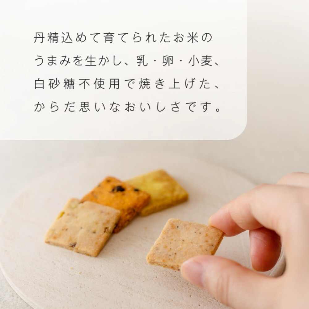 グルテンフリー 山田錦 サブレ 【箱入り4種アソート（黒胡椒/トマト/ターメリック/ピスタチオ）】田田田堂 米粉 お菓子 クッキー スイーツ 小麦 乳 卵 白砂糖 不使用 アレルギー 対応 無農薬 米